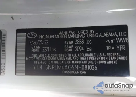 2022 Hyundai Elantra Sel from USA, damaged, VIN 5NPLM4AG5NH081026